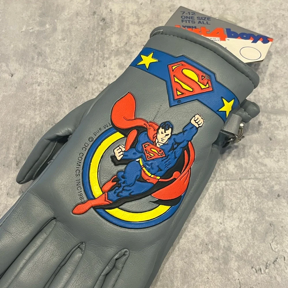 Superman DC Comics 1986 RARE kids boys gloves vintage